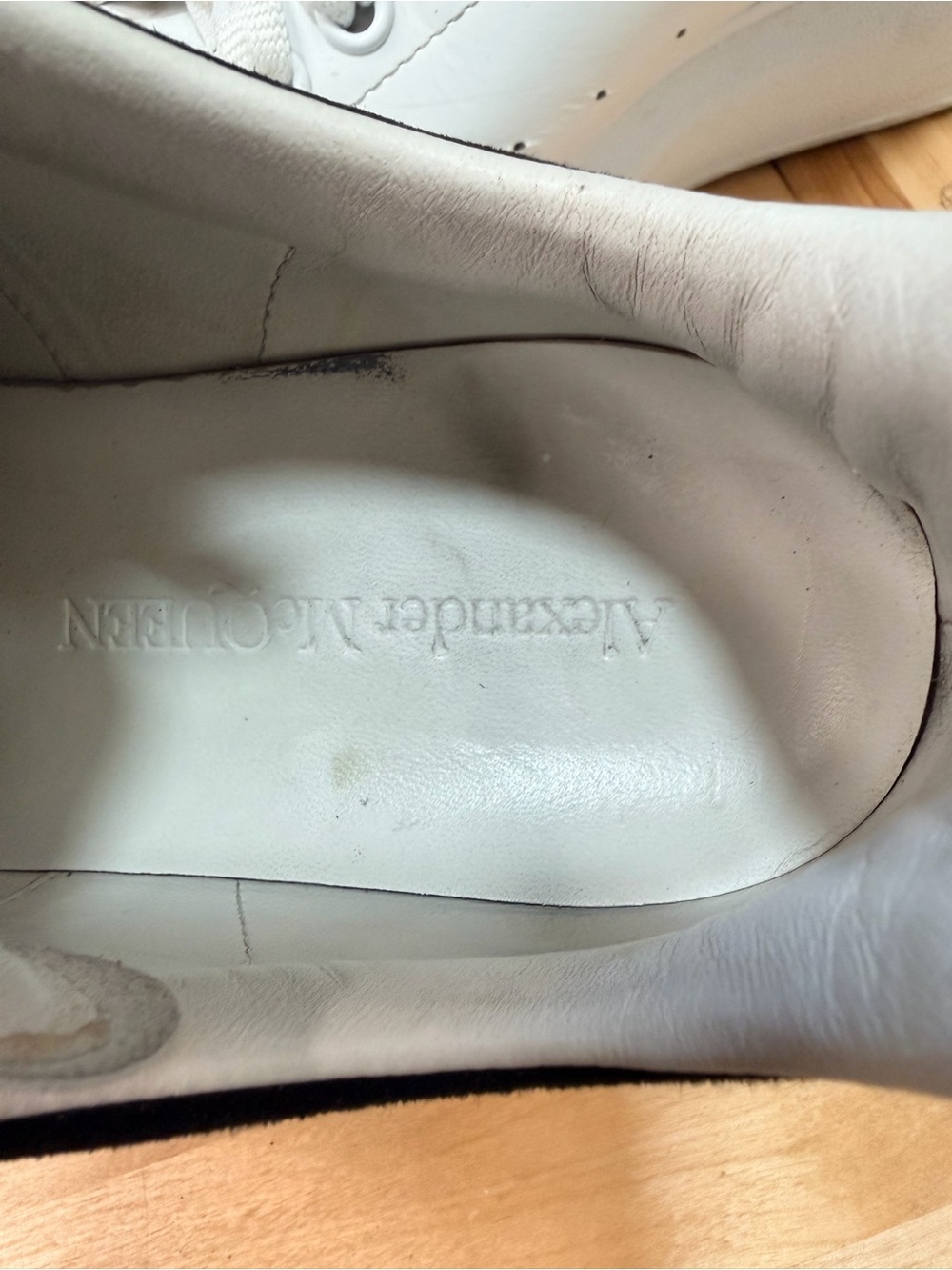 Alexander McQueen White Leather Oversized Sneakers with Black Heel Tab - Picture 13 of 13